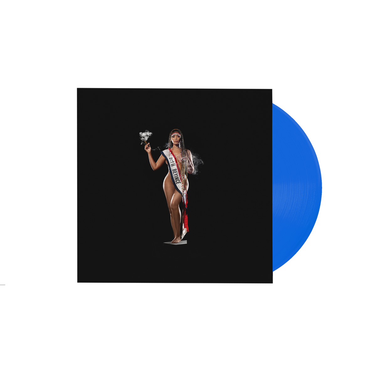 Beyoncé Cowboy Carter limited edition vinyl LP, blue cover sleeve shown with a blue record