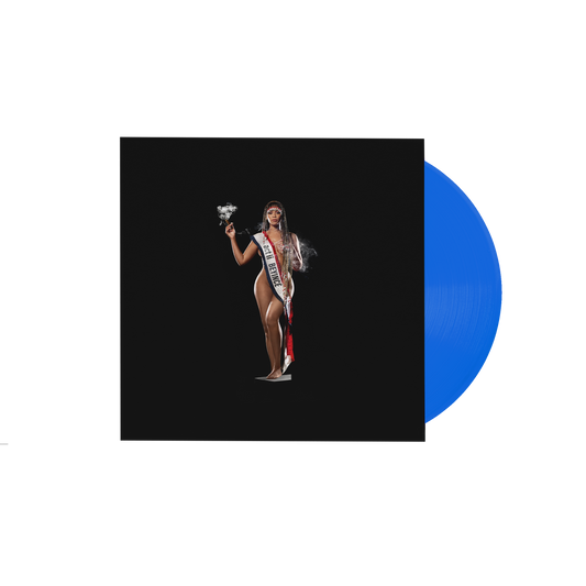 Beyoncé Cowboy Carter limited edition vinyl LP, blue cover sleeve shown with a blue record