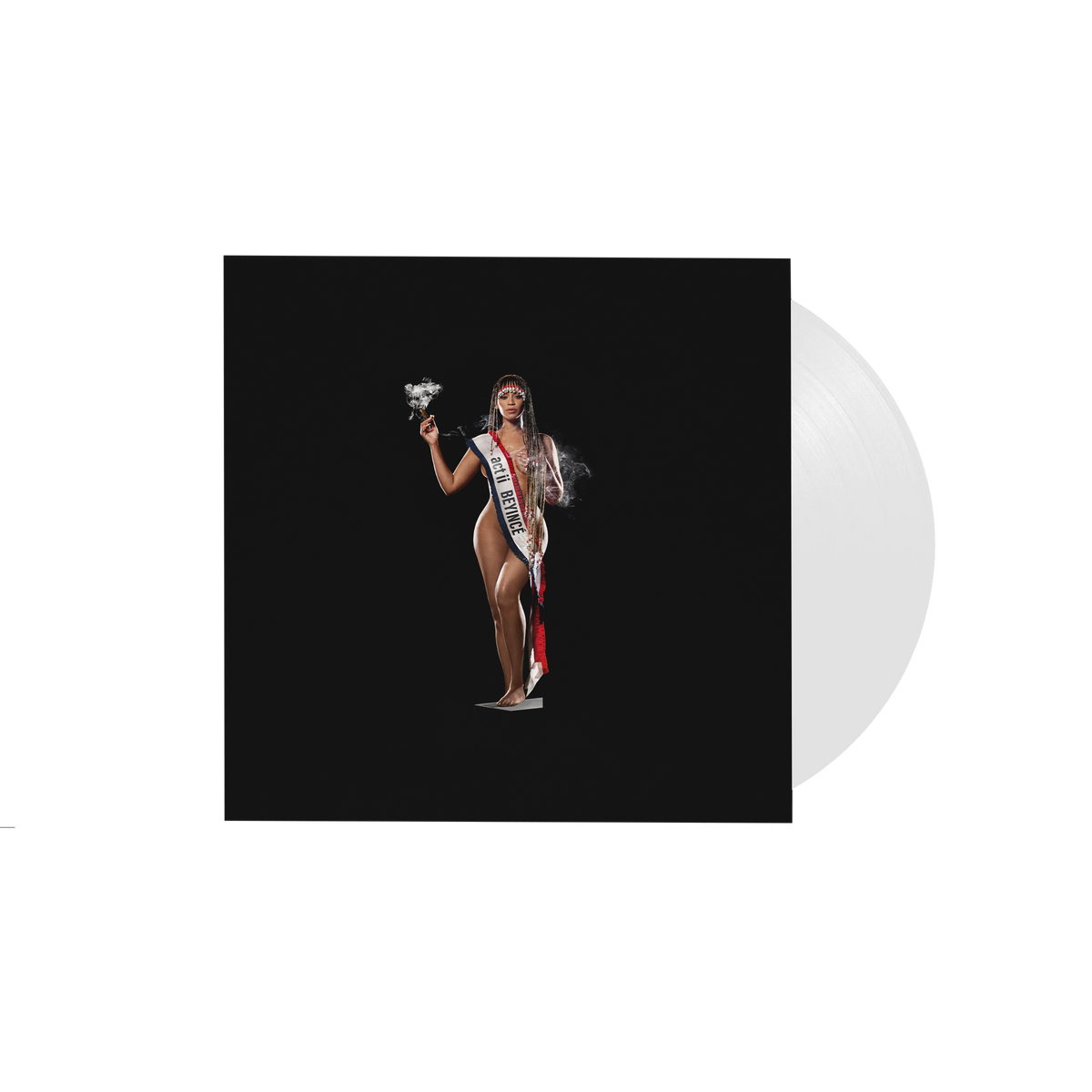 Beyoncé Cowboy Carter limited edition vinyl LP, white cover sleeve shown with a white record