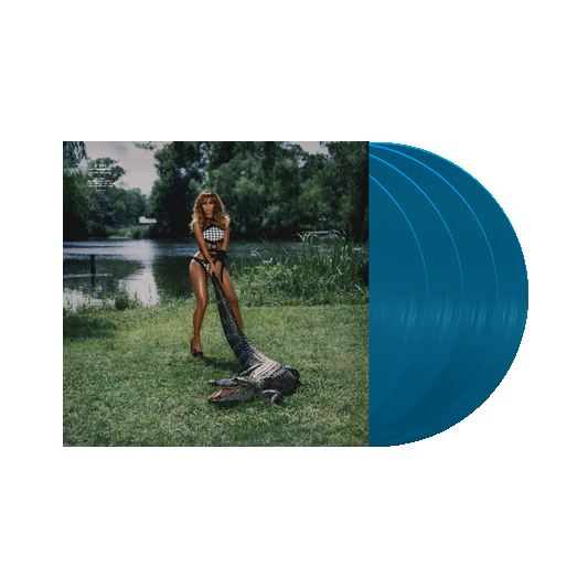 Beyoncé B'DAY 20th Anniversary Deluxe Edition vinyl LP, lawnmower cover sleeve with blue vinyl records