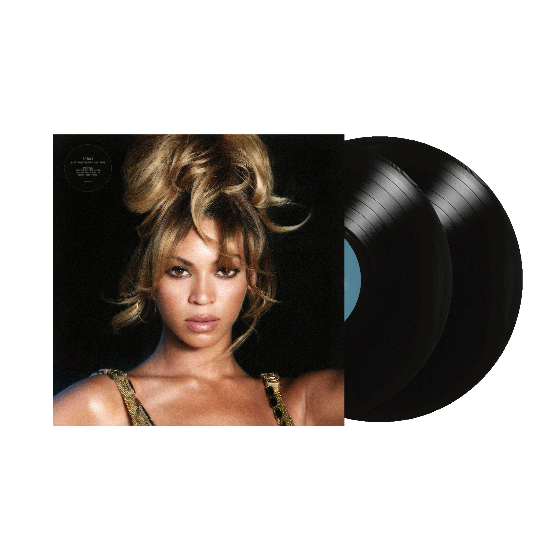 Beyoncé B'DAY 20th Anniversary Edition vinyl LP, portrait album sleeve with two black vinyl records