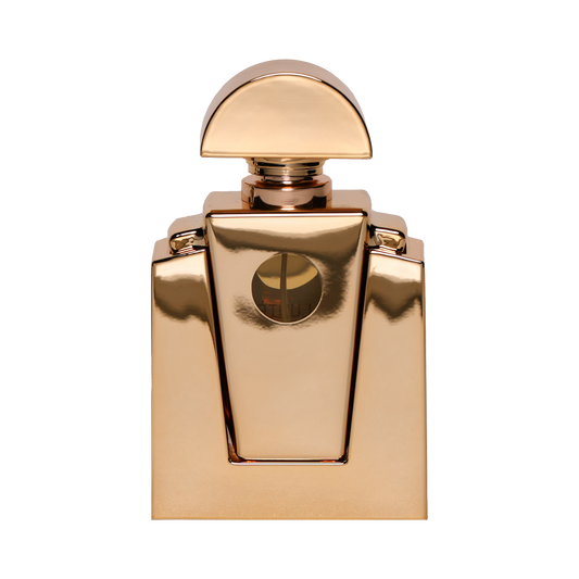 Beyoncé Cé Lumière eau de parfum 50ml, gold metallic bottle with a domed cap, front view