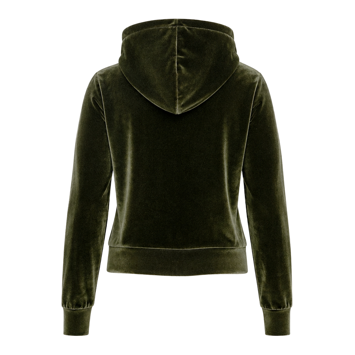 Donk olive green velour zip hoodie, plain back view of the tracksuit jacket